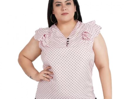 Generic Women s Casual Flared Sleeve Printed Pink Top (Color:Pink, Material:Crepe) For Cheap