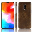 OnePlus 6T litchi skin leather case - Brown Online Hot Sale