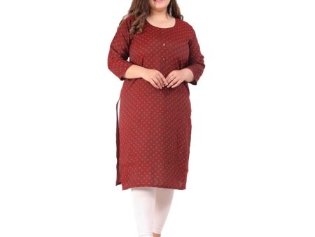 Generic Women s Office wear Bandhni Printed Capsule Straight Kurti (Maroon) Online