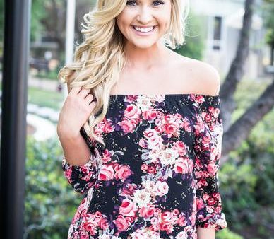 Black Floral Jewel Top Cheap