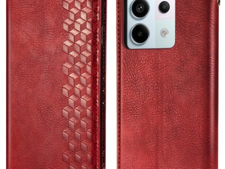 Xiaomi Redmi Note 13 Pro 5G leather case with a stylish rhombus imprint - Red Supply