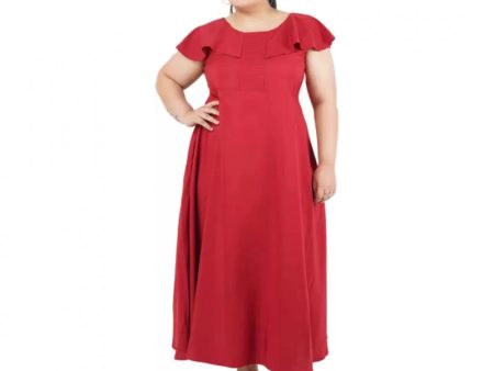 Generic Women s Fit And Flare Maroon Dress (Color:Maroon, Material:Polyester) Online now