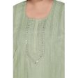 Generic Women s Casual 3 4th Sleeve Imported Fabric Self Embroidered Straight Kurti With Lining (Pista Green) Online now