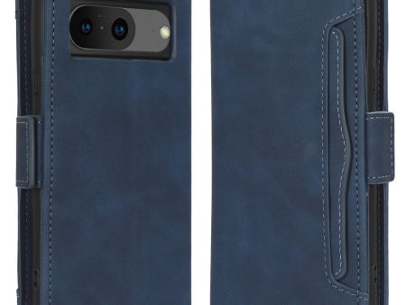 Modern-styled leather wallet case for Google Pixel 8 - Blue Sale