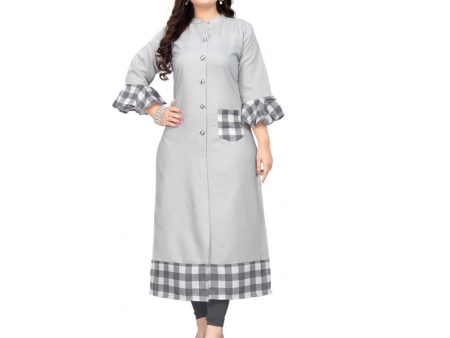 Generic Women s Cotton Digital Printed Straight Kurti (Ligth Grey) Sale