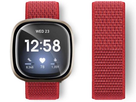 Fitbit Sense 2   Versa 4 nylon strap - Red For Cheap