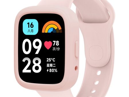 Xiaomi Redmi Watch 3 Active Silicone Strap Replacement Wrist Band with Watch Case - Light Pink Online Sale