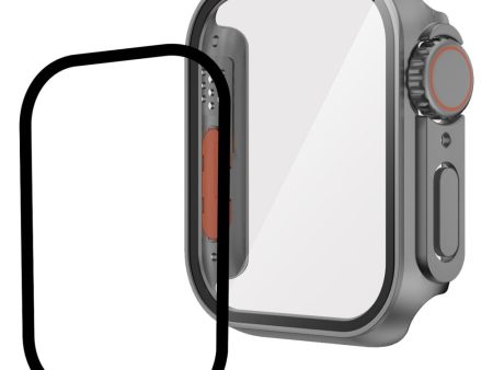 Apple Watch SE 2022 (44mm)   SE 44mm   6   5   4 cover with tempered glass screen protector - Silver Grey   Orange For Discount