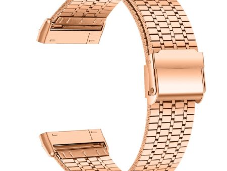 Fitbit Sense 2   Versa 4 stainless steel strap with dual buckle - Rose Gold Hot on Sale