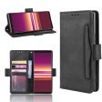 Modern-styled leather wallet case for Sony Xperia 5 - Black Online Sale