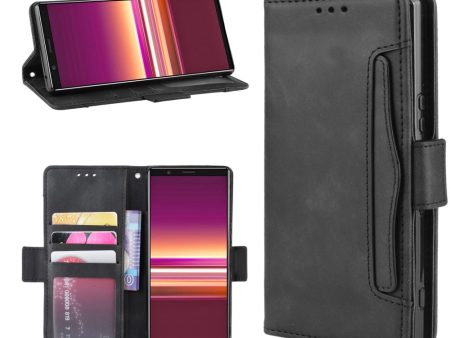 Modern-styled leather wallet case for Sony Xperia 5 - Black Online Sale