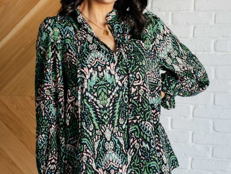 Looking Out Damask Print Blouse Hot on Sale