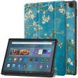 Amazon Fire Max 11 pattern tri-fold leather case - Apricot Blossom Online