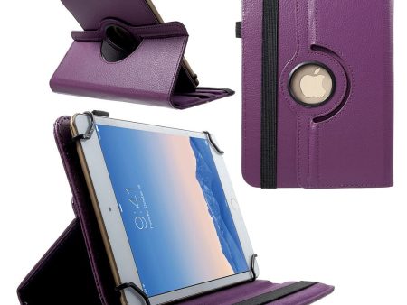 Anti-Drop 360-Degree Swiveling Stand Litchi Texture Universal Leather Protective Case for 9-10 inch Tablet - Purple Fashion