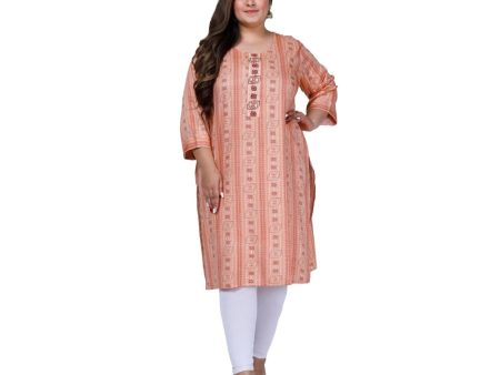 Generic Women s Office wear Golden Foil Capsule Straight Kurti (Orange) Discount