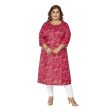 Generic Women s Casual 3 4th Sleeve Golden Foil Printed Capsule Cotton Straight Kurti (Pink) Hot on Sale