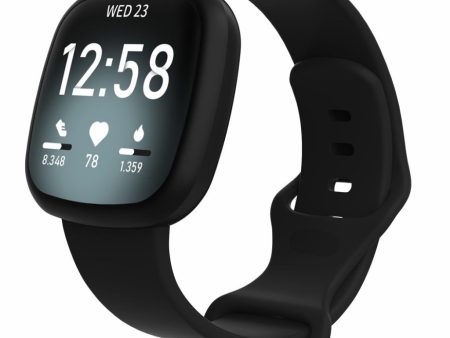 Fitbit Versa 3   Sense silicone watch band - Black Size: L Sale