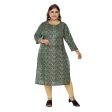 Generic Women s Casual 3 4th Sleeve Golden Foil Printed Capsule Cotton Straight Kurti (Dark Green) Fashion