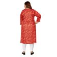 Generic Women s Casual 3 4th Sleeve Golden Foil Printed Capsule Cotton Straight Kurti (Red) on Sale