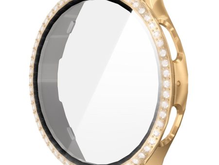 ENKAY HAT PRINCE Samsung Galaxy Watch7 40mm Bump Resistant Case Rhinestone Decor Watch Cover with Screen Film - Gold Cheap