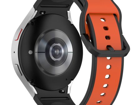 Samsung Galaxy Watch 5   4 dual color silicone watch strap - Orange   Black For Cheap