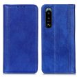 Genuine leather case with magnetic closure for Sony Xperia 5 III - Blue Discount