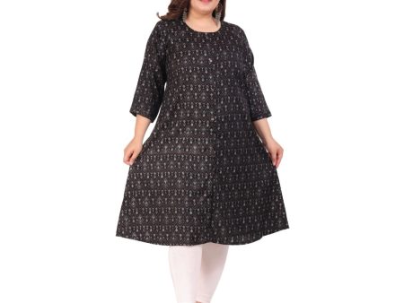 Generic Women s Office wear Floral Printed Capsule A-Line Kurti (Black) Online