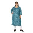 Generic Women s Casual 3 4th Sleeve Golden Foil Printed Capsule Cotton Straight Kurti (Green) For Cheap