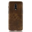 OnePlus 6T litchi skin leather case - Brown Online Hot Sale