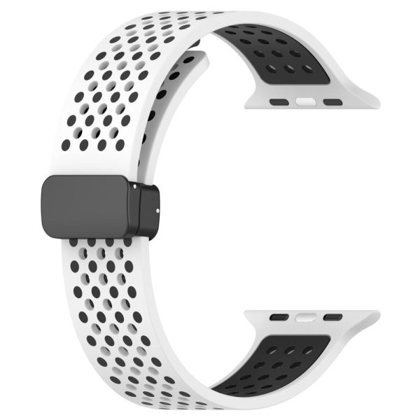 Silicone Watch Bands Apple Watch Series 9 8 7 41mm   SE (2023) SE (2022) SE Series 6 5 4 40mm   Series 3 2 1 38mm Dual-color Magnetic Strap - White+Black on Sale