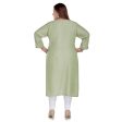 Generic Women s Casual 3 4th Sleeve Imported Fabric Self Embroidered Straight Kurti With Lining (Pista Green) Online now