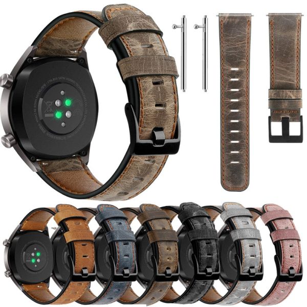 22mm Huawei Watch GT 2 46mm   Samsung Galaxy Watch (46mm)   Gear S3 genuine leather watch strap - Brown Fashion