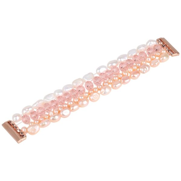 Fitbit Sense 2   Versa 4 elegant faux crystal pearls décor watch strap - Pink Hot on Sale