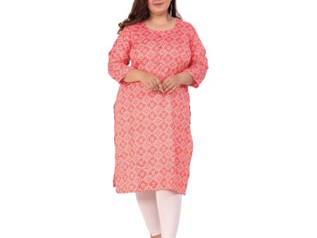 Generic Women s Office wear Designer Printed Capsule Straight Kurti (Pink) Online now