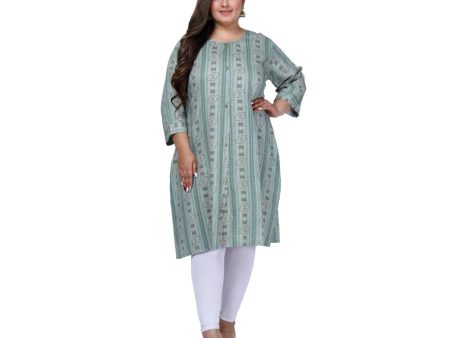 Generic Women s Office wear Golden Foil Capsule A-Line Kurti (Light Green) Discount