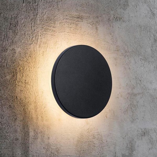 Artego Outdoor LED Wall Light Round in Black For Discount