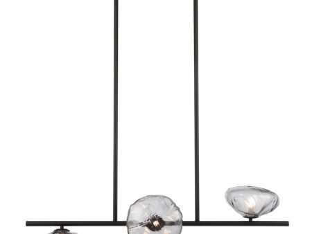 Zecca 3Lt Pendant Light Horizontal in Black and Smoked Glass on Sale