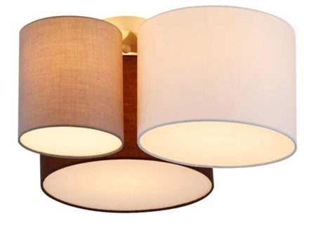 Ariana Elegant Fabric Shade Ceiling Light - White, Grey and Brown, 3 Lights PL0277 For Cheap