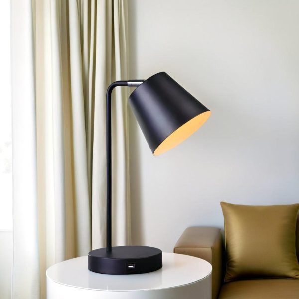 Amelia Sleek Illumination, Metal USB Table Lamp - Black, White, 400mm High, PL0205 Sale