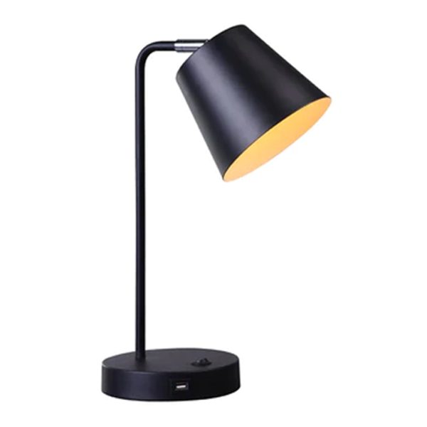 Amelia Sleek Illumination, Metal USB Table Lamp - Black, White, 400mm High, PL0205 Sale