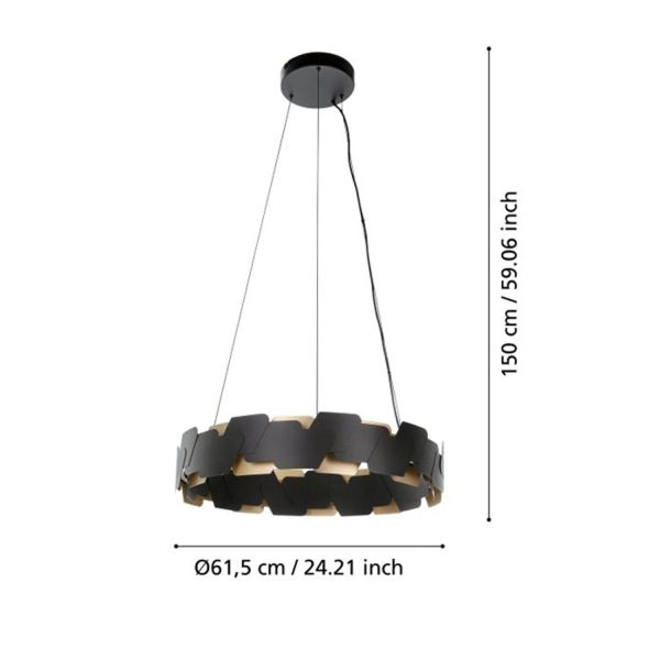 Altagracia LED Pendant Light 72w Black Gold Discount