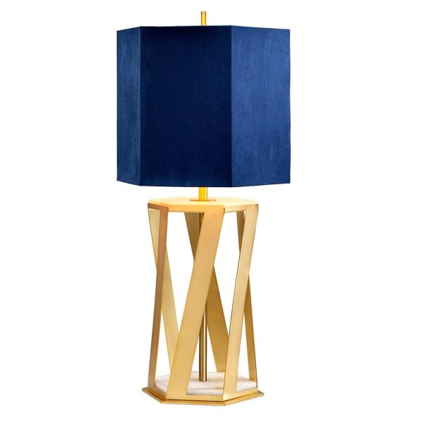 Apollo Table Lamp Brushed Brass and Navy Blue ELS.APOLLO-TL Elstead Lighting Sale