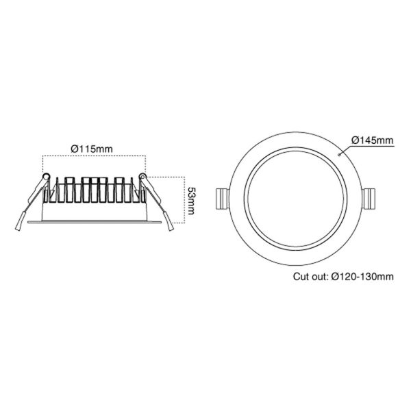 125mm LED Downlight 12w White 3000k AT9045 Atom Lighting Online