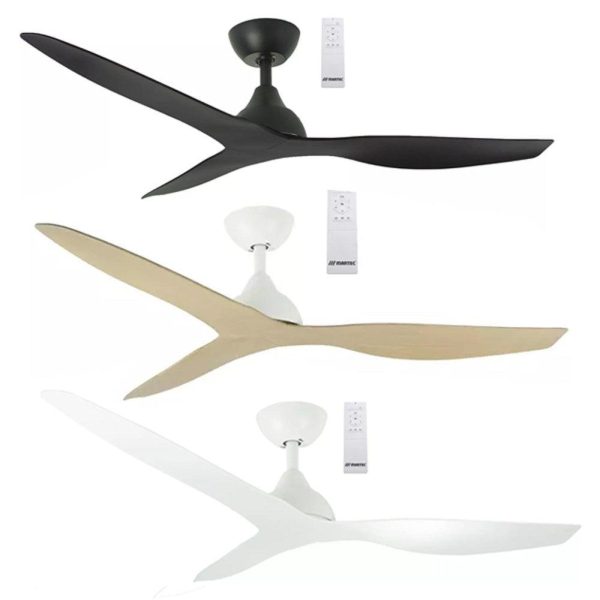 52  Avoca Smart WIFI DC Ceiling Fan Black, White Oak, White MADC133 Martec Lighting Online