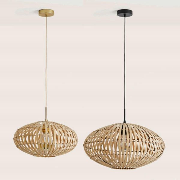 Anya Pendant Light Small Large in Matt Black or Matt Brass  w  Natural Bamboo Shade Online Hot Sale