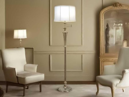 Arlington Swing Arm Floor Lamp E27 in Antique Nickel Burnished Brass Elstead Lighting - ELS.SF-ARLINGTON Online now