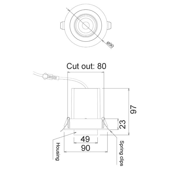 80mm Tele LED Downlight 10w White CCT TELE1 CLA Lighting For Sale