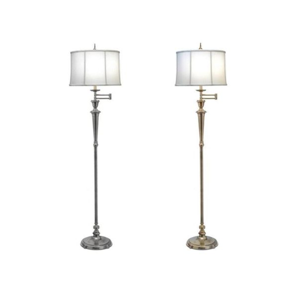 Arlington Swing Arm Floor Lamp E27 in Antique Nickel Burnished Brass Elstead Lighting - ELS.SF-ARLINGTON Online now