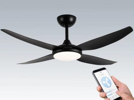 52″ (1320mm) Amari Smart DC Ceiling Fan with LED CCT Light in Black Sale