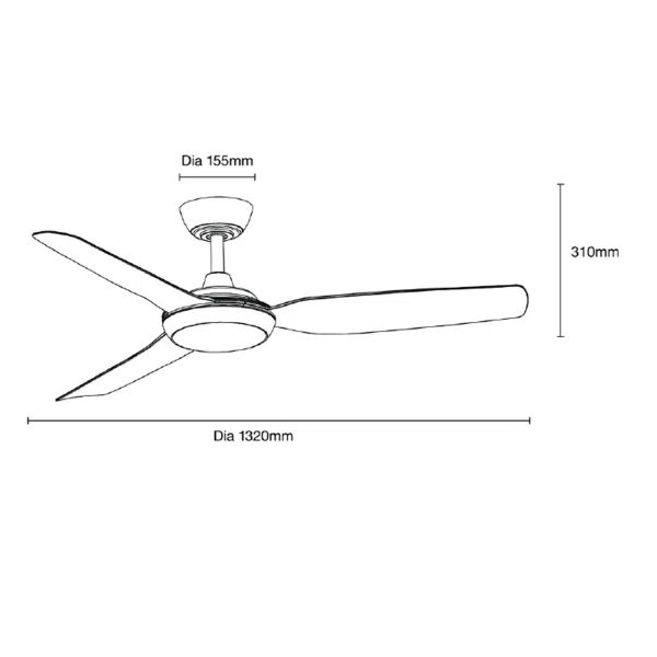 52  Viper DC Ceiling Fan Matt Black, White Satin with Light MVDC1333 Martec Lighting Online now